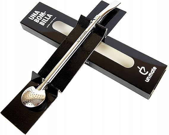 Bombilla 18.5 cm - Yerba Mate Stainless Steel Straw Brazilian Style with Round Filter Rustproof Reusable Silver