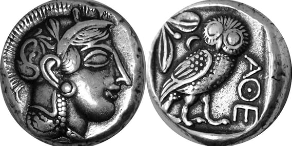 Athena and Owl, Famous Greek Replica Coin, Goddess of Wisdom, Mark of Athena Percy Jackson Fans, Annabeths Mom, Great Stocking Stuffer 12S