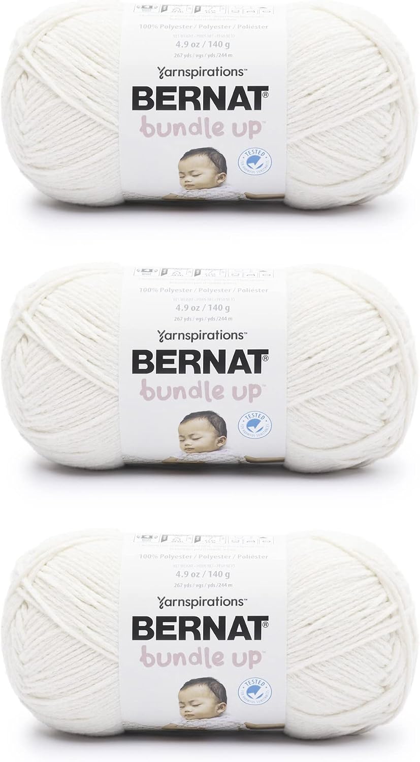 Bernat Bundle Up Marshmallow Yarn - 3 Pack of 141g5oz - Polyester - 4 Medium Worsted - 267 Yards - Knitting, Crocheting & Crafts
