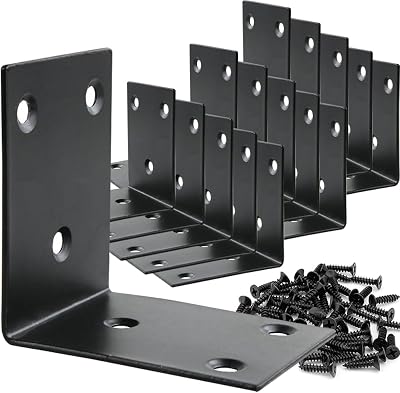 AYSUM 2.5 x 2.5 Corner Bracket, 16 Pack Heavy Duty Iron Angle Brace, 65mm L-Shaped Brackets, Stainless Steel Bracket Fastener, Metal Steel Brackets for Wood, Fixing Furniture Fastener Hardware