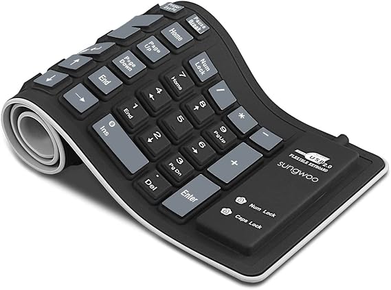 Foldable Silicone Keyboard, USB Wired Rollup Keyboard for PC, Laptop