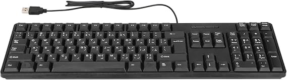 Arabic 104 Keys Wired Keyboard, USB Interface, ABS Material Comfortable to Touch, for Office, Home Use, Laptop and Desktop
