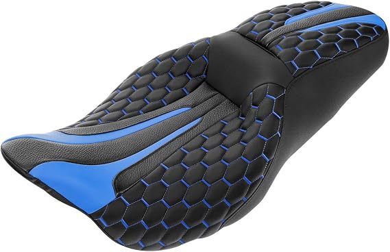 One Piece Motorcycle Rider Passenger Seat Fit For Harley FLHTC Electra Glide Classic Road Glide Street Glide Special Blue Stitching 2009-2023