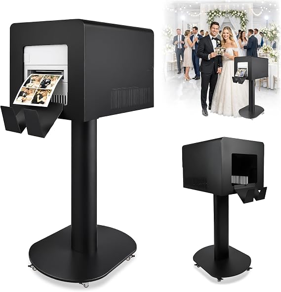Photo Booth Printer Stand, Professional Heavy Duty Metal Printer Stand for DNP DS620A RX1HS QW410 HiTi P525L, Photobooth Printer Holder for Wedding, Party & Event Setup (Black)