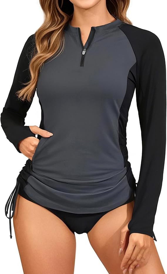 Daci Women Rash Guard Swim Shirt Long Sleeve Swimsuit UPF 50 Without Shorts Bathing Suits