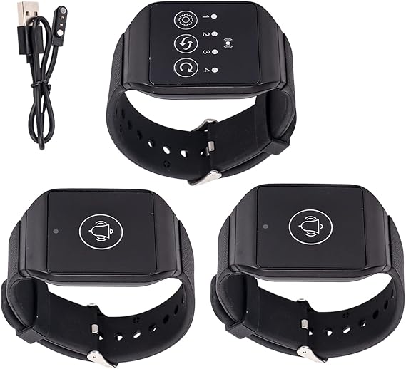 Wrist Pager, Alarm for Elderly, Watch Pager for Restaurant Paging System, Caregiver Pager Emergency Call Bell, Multipurpose IPX7 433.92MHz (2 for 1)