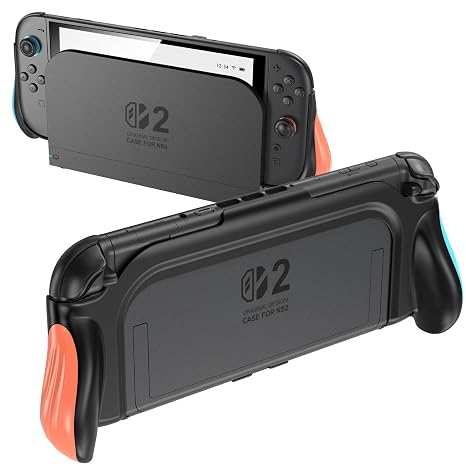 JUSPRO Dockable Grip Case for Nintendo Switch 2, Ergonomic Handheld Protective Cover Accessories with Quick-Release Joy-Con Design