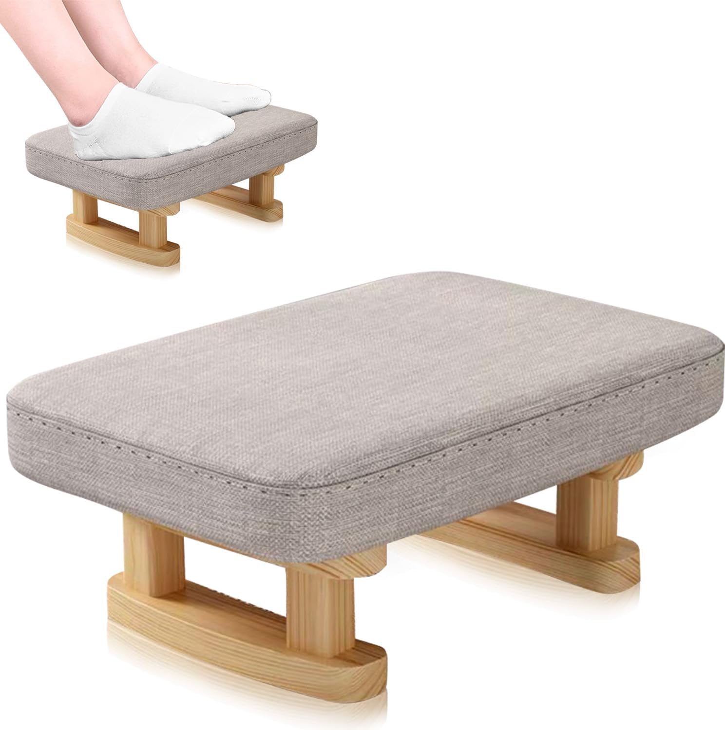 Foot Stool,Pouffe Footstool with Removable Padded Seat,Ottoman Stool for Rest Foot,Morden Under Desk Foot Rest for Living Room,Bedroom,Entryway,Office Light Gray