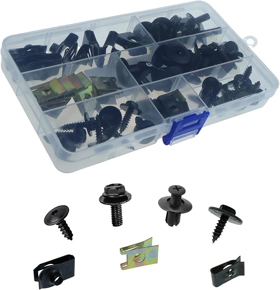 64pcs Screws Kit, Undertray Screws, Auto Body Fender, Car Clips Plastic Rivet Fasteners Universal U Nuts Kit Engine Under Cover Splash Shield Guard Body Bolts