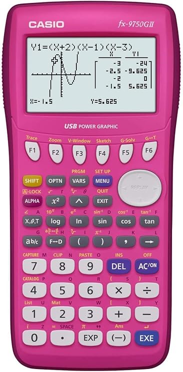 Casio fx-9750GII Graphing Calculator, Pink (FX9750GII-PK) | Graphing calculator for high school & college math, science and statistics coursework