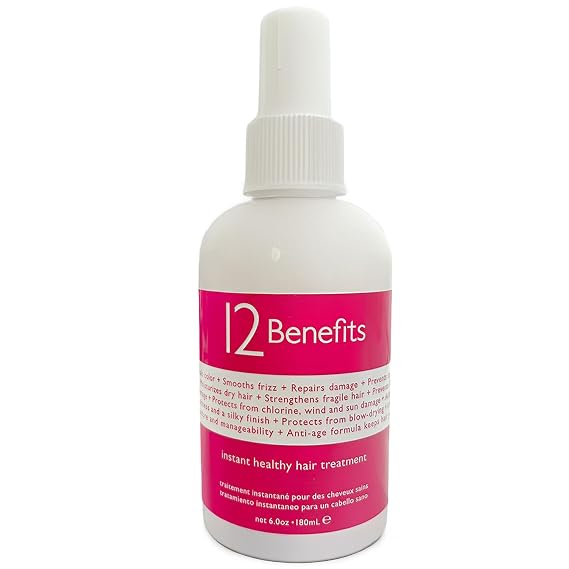 12 Benefits Leave-In Conditioner Spray, Heat Protectant, Detangler, 6 oz