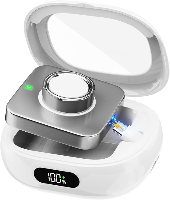 Wireless Charging Case Compatible with Ou-ra Ring Gen 5/4/3 Charger, 2000mAh Portable Charging Case with LED Display for Fitness & Travel, 30-Day Runtime (Official Charger Not Included) White