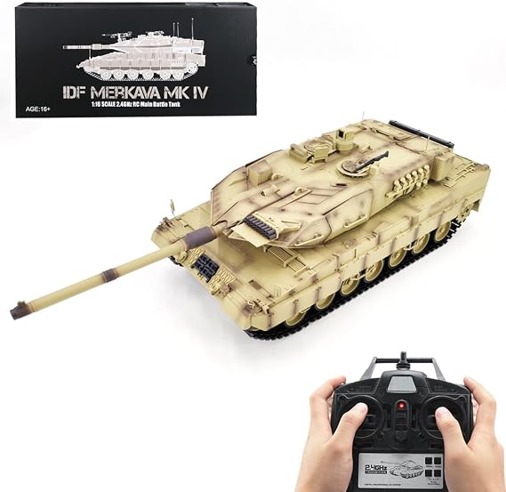 1/16 Scale German Leopard 2A7 RC Tank Model, 2.4G Main Battle Tank Model with Lights Sounds and Infrared Battle, Military Vehicle for Adult (Basic Version)