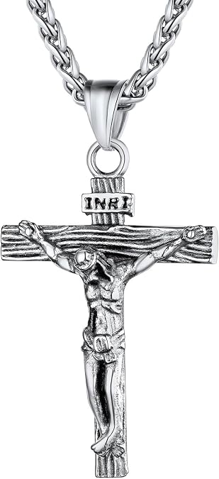 U7 Crucifix Cross Necklace for Men,with 18"-26" Chain