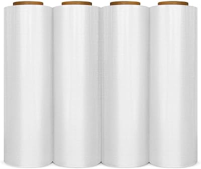 Hand Stretch Film Shrink Wrap Clear Pallet Wrap 18 x 1500 SQ ft 80 Gauge 4 Rolls