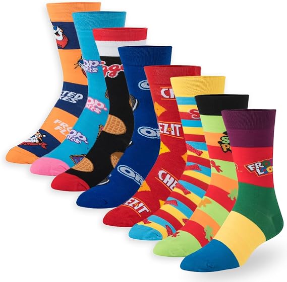 Crazy Socks - Snack Food & Chip Socks Value Pack, 8 Pair Novelty Gift Set