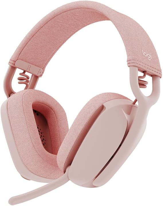 Logitech Zone Vibe 100 Kablosuz Kulak Üstü Kulaklık, Gürültü Önleyici Mikrofon, Pembe