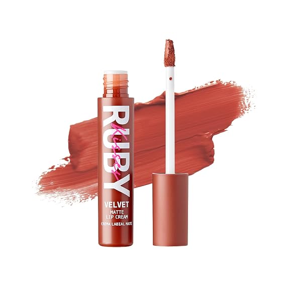Ruby Kisses Velvet Lip Cream, Matte Finish Lipstick, Rich Color, Long Lasting Lip Stain, Lightweight, Nourishing, Hydration, High Pigment Lip Tint (Cream Blush)