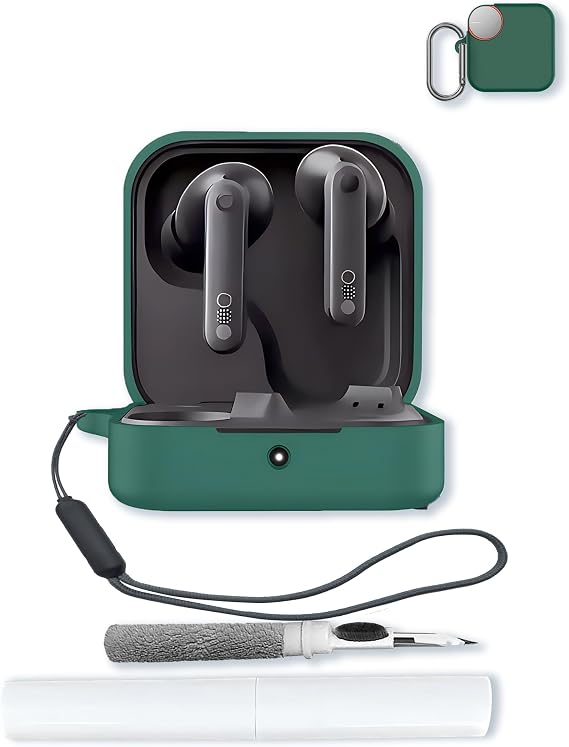 generic Silicone Case Compatible with CMF by Nothing Buds Pro2 with Keychain,Cleaning Kit and Lanyard, Soft Protective Shockproof Cover Wireless Earbuds CMF by Nothing Buds Pro 2 2024-Green