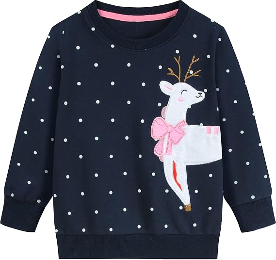 DDSOL DDSO Toddler Little Girl Christmas Sweatshirt Kid Ugly Santa Claus Reindeer Tree Shirt Xmas Long Sleeve Tee Top Clothes
