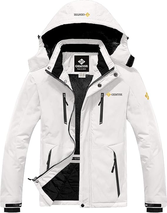 GEMYSE Men's Waterproof Ski Snow Jacket Insulated Winter Windproof Fleece Jacket with Hood