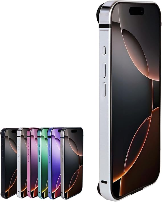 Aluminum Bumper Case for iPhone 16 Pro Max, Metal Frame with Soft Inner Bumper for iPhone 16, Slim Case Cover for iPhone 16, Raised Edge Protection (Silver,for iPhone 16 ProMax)