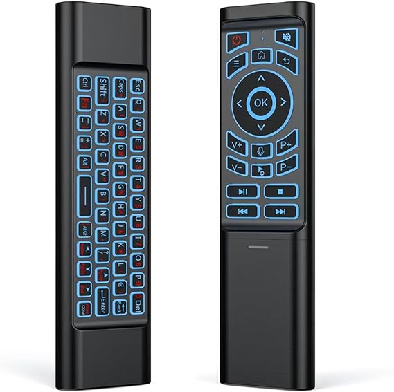 Mini Wireless Air Mouse Keyboard 2.4G & Bluetooth Remote for Android, PC | 7-Color RGB Backlit Keys, Low-Actuation Responsive Buttons, One-Key IR TV Power Learning,6-Axis Gyroscope