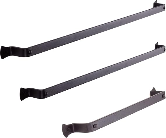 RTZEN Black Wrought Iron Small Medium Large Towel Holders 3 Pieces Set - Handcrafted Farmhouse Multipurpose Bars - 3 Matte Towel Bar Hangers for Home or Office - 12", 17" & 26" Wall Mounted Bars