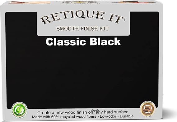Gel Stain Liquid Wood Kits by Retique It - Real Paintable Wood. Great Companion to Chalk Finish Paint, Milk Paint, Furniture Paint. (1x Reg (50 sq ft), Brushed Finish, 10 Classic Black)