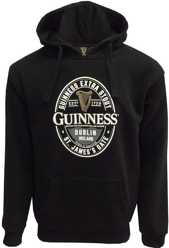 Guinness Black Label St. James Gate Hoodie (US, Alpha, Large, Regular, Regular, Black)