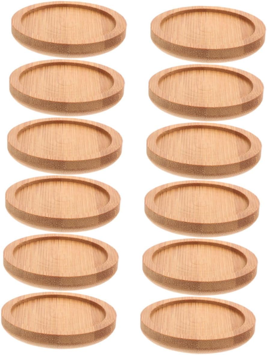 12 PCS Bamboo Coasters Heat Resistant Cup Mat Round Design Coffee Tea