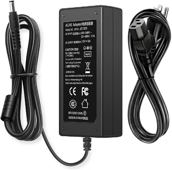 12V DC Power Supply 3A Universal AC Adapter, 100-240 50/60Hz Adapter to 12 Volts 3 Amp Transformer, DC 12V Power Cord, 5.5mm x 2.5mm Plug & 1 More Tip