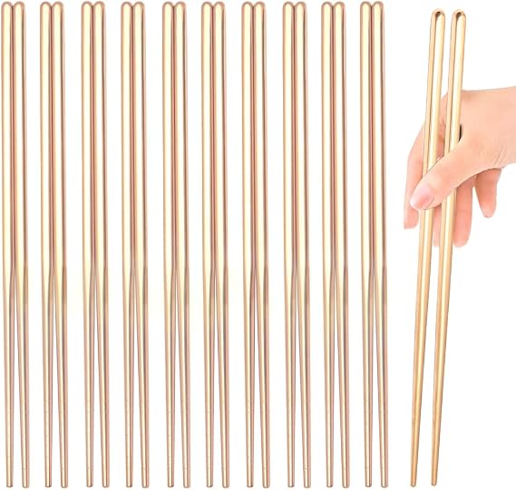 10 Pairs Metal Reusable Chopsticks,9 Inch Chop sticks(Gold)
