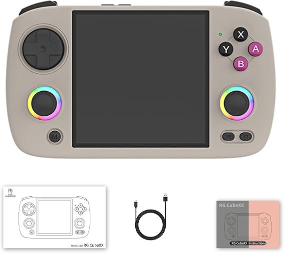 New RG CubeXX Handheld Game Console,Retro Handheld Game Console,4.0 Inch Screen Linux System,Support 2.4G Wireless Gamepad TV Output 5G WIFI Bluetooth 4.2 Grey