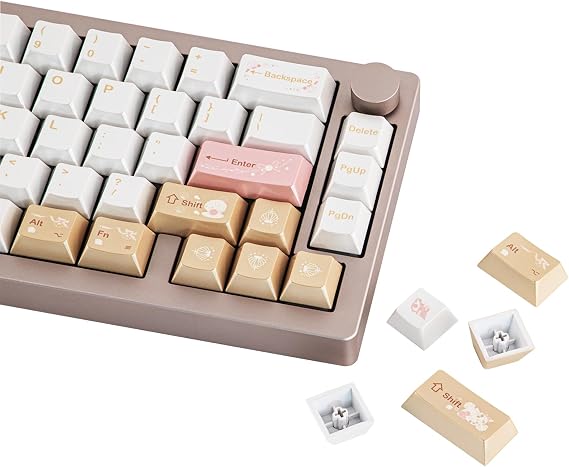 EPOMAKER Opalux Keycaps Set, 134 Keys PBT Keycaps with Seashell Pattern | Cherry Profile, MX-Style Compatible for 60%/65%/75%/TKL/1800/Full Size ANSI/ISO Layout Mechanical Gaming Keyboards