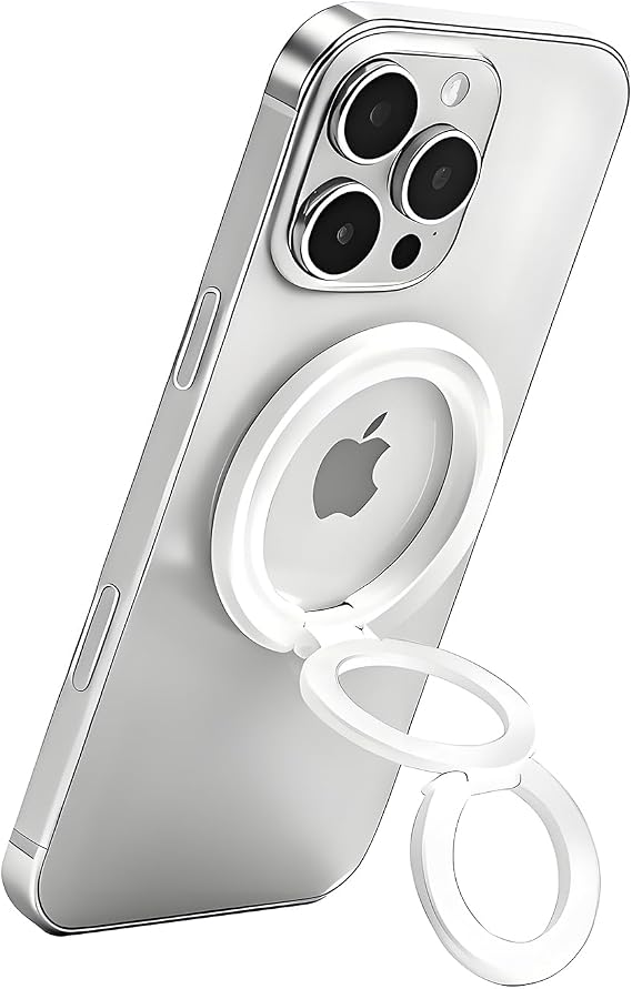 Magnetic Phone Ring MagSafe Phone Grip, Magnetic Cell Phone Stand Holder Finger Ring [Super Magnet] [360 Rotation] [Double Bracket] - White 2026 New