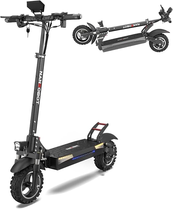 NANROBOT T1 Scooter Adults Teens Top Speed Long Range Fast Kick Scooter Foldable Waterproof Commuter Sport Scooters 10" Off-Road Tires 265 lb Capacity