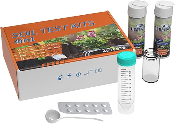 Soil Testing Kit - 4 in 1 Nitrogen Phosphorus Potassium Nutrient Strips, Garden Growth Optimization Tester | Indoor Outdoor Farm Plant Health Professional Quality Analysis Gauge