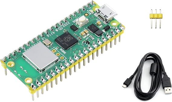 Pico W with Pre-Soldered Header Compatible with Raspberry Pi Pico W Microcontroller Board, Built-in WiFi, Based on Official RP2040 Dual-core Processor, Dual-Core Arm Cortex M0 Processor  USB Cable