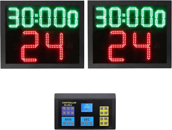 2 Units 14S/24S Basketball Shot Clock & Controller,Support 0-99 Seconds Custom Countdown Timer,Portable Shot Clock with Buzzer,Plug in(Game Time+Shot Clock)