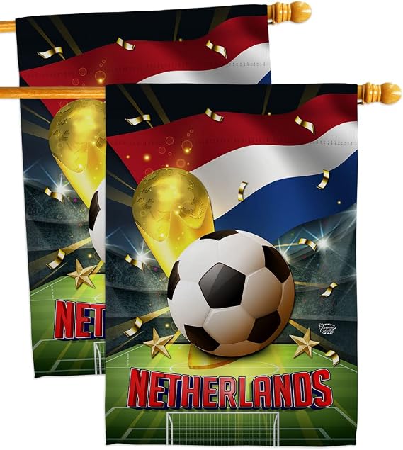 World Cup Netherlands Wall 2 Pcs Banner Flag Patio Lawn Garden Room Decorations Outdoor Tapestry Yard Signs Art FIFA Team Qatar Trophy Soccer Game Football Gifts, Made in USA