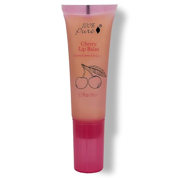 100% PURE Organic Cherry Lip Balm, 0.3 oz | Moisturizing & Soothing; with Vitamin E, Coconut; Dry, Chapped Lips
