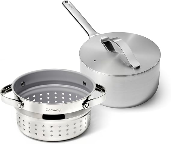 Caraway 3 qt Stainless Steel Sauce Pan nd Steamer