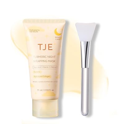 TJE Kojic Acid Turmeric Overnight Wrapping Peel Off Mask, Turmeric Face Mask for Brightens Clear Skin, Face Mask Elasticity & Hydration Care Vitamin C Korean Skincare - 2.53 fl.oz  75ml 1 Pcs