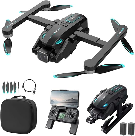 S188 GPS Drone with 8K Camera for Adults, FPV RC Quadcopter with Brushless Motor, 5G WiFi Transmission, Obstacle Avoidance, Optical Flow, Auto Return, Follow Me, Storage Bag, 2 Battery, Black