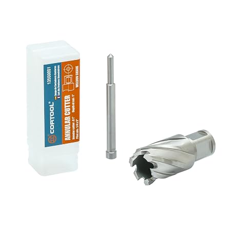 Annular Cutters 1" Cutting Diameter 3/4 Inch Weldon Shank Two-Flat, 1 Cutting Depth Inch HSS M2 Slugger Bits for Mag Drill Press with Pilot Pin