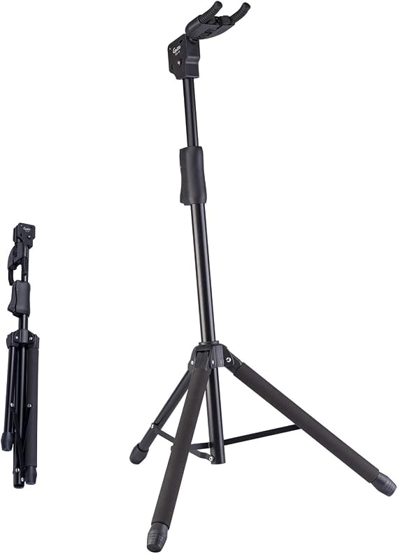 GUITTO Guitar Stand - Heavy Duty Auto-Lock, Adjustable & Foldable for Acoustic/Electric/Bass (33lbs Capacity), Non-Slip Base, Anti-Rust - Portable for Stage/Travel/Studio GGS-06
