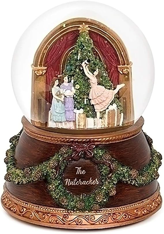 Roman Glitterdome Nutcracker Tree Wood Base Music 100mm W/U
