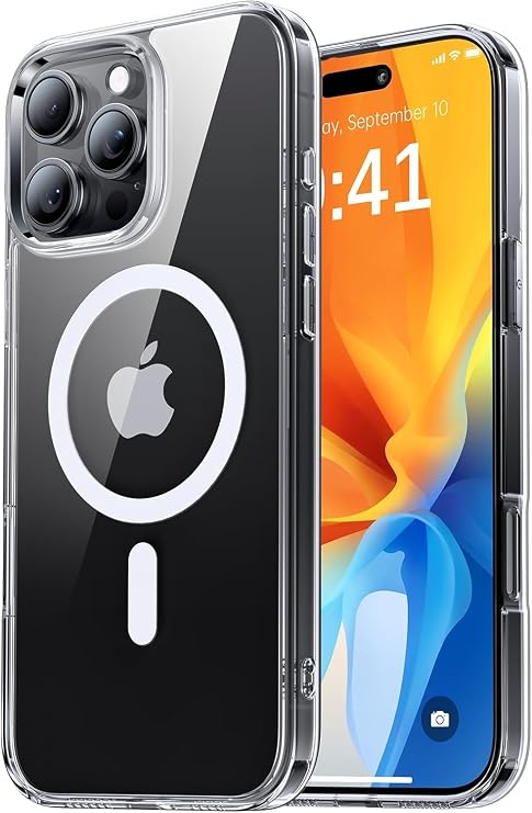 [SARARMAZ] iPhone 15 Pro ile uyumlu Crystal Clear Mika Manyetik Emici Şeffaf Kılıf (Şeffaf Magsafe Mika Sararmaz, iPhone 15 Pro)