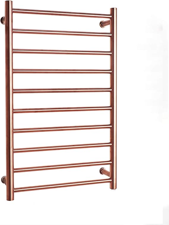 Electric Towel Warmer, Rose Gold Heated Towel Rack with 10 Bars 304 Stainless Steel Electric Drying Rack Wall Mounted Bath Towel Heater, Clothes Airer Dryer for Bathroom, 80×50cm,Hardwired